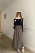 Casual Full Length Side Pocket Loose Skirts With Belt